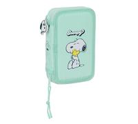 Snoopy Groovy - Estuche Escolar Niño, Estuche con Colores, con 28 Útiles Incluidos, Ideal para Niños de 5 a 14 Años, Cómodo y Versátil, Calidad y Resistencia, 12.5x4x19.5 cm, Color Verde Agua