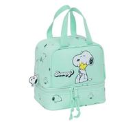 SNOOPY GROOVY - Portameriendas, Portatodo, Calidad y Máxima Resistencia, Porta Comida, Recreo, Merienda y Desayuno, 20x15x20 cm, Color Verde Agua