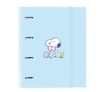 SNOOPY LOVE - Carpeta 4 Anillas de 35 cm con 100 Hojas A4, Ideal para Niños de Diferentes Edades, Cómoda y Versátil, Calidad y Resistencia, 27x3.5x32 cm