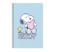 SNOOPY LOVE - Cuaderno, Libreta Folio 80 hojas Tapas Duras 1Diseño, Ideal para Niños de Diferentes Edades, Cómodo y Versátil, Calidad y Resistencia, 21.5x1x31 cm