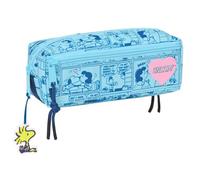 Snoopy Love - Portatodo Triple Pequeño, Estuche Infantil, Estuche Niño, Ideal para Niños en Edad Escolar, Cómodo y Versátil, Calidad y Resistencia, 22x6x8.5 cm