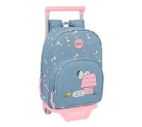 SNOOPY - Mochila Infantil con Carro Safta 705, Ideal para Niños de Diferentes Edades, Cómoda y Versátil, Calidad y Resistencia, 26x11x34 cm