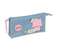 Snoopy - Portatodo Triple, Estuche Infantil, Estuche Niño, Ideal para Niños en Edad Escolar, Cómodo y Versátil, Calidad y Resistencia, 22x3x12 cm