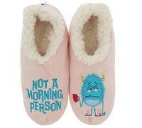 Snoozies Pairables Not A Morning Person - Pantuflas de forro polar sherpa súper suaves para mujer, tallas 3-9, No es una persona matutina, Small