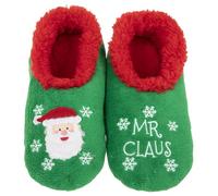 Snoozies Pantuflas navideñas de forro polar sherpa súper suaves para toda la familia, hombres, mujeres y niños, Papá Noel, Small