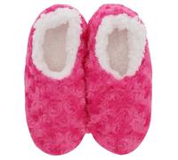 Snoozies! Roses In Bloom - Pantuflas de forro polar sherpa súper suaves para mujer, tallas 3-9, azul, azul marino, rosa y violeta, Pink, Small