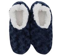 Snoozies! Roses In Bloom - Pantuflas de forro polar sherpa súper suaves para mujer, tallas 3-9, azul, azul marino, rosa y violeta, Navy, Large