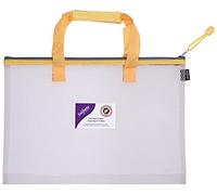 Snopake 15877 - Bolsa de malla EVA de alta capacidad para proyectos/libros, tamaño A3, resistente, con asa de transporte suave, color transparente y amarillo