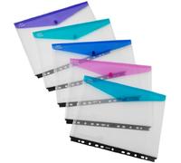 Snopake Polyfile 15694 - Carpeta portadocumentos para archivador de anillas (5 unidades, A4, multitaladro), diseño horizontal, transparente, multicolor