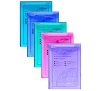 Snopake Polyfile - Cartera para documentos A5 (botón pulsador, 5 unidades), colores eléctricos surtidos