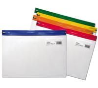 Snopake Zippa Bag 'S' - Cartera para documentos (405 x 260 mm, A4+,cierre con cremallera, 5 unidades), color transparente y colores surtidos