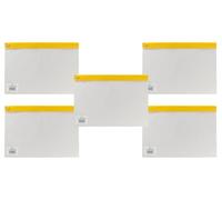 Snopake Zippa Bag 'S' - Funda con cierre zip (A4, 370 x 260 mm, 5 unidades), color amarillo y transparente
