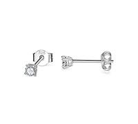 SNORSO,Pendientes para mujer de plata con circonia cúbica, cristales de Swarovski Elements redondos para mujer niña, color plata, oro amarillo y oro rosa, 5mm, Plata de ley Circonita cúbica