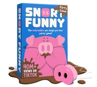 Snort Funny - The Oinkcredible You Laugh You Lose Party Game | Juegos familiares para niños y adultos | 150 tarjetas de desafío, 5 hocicos de cerdo y fichas de barro | Juegos divertidos para amigos y