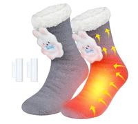 Snorthy Calentadores de pies eléctricos Recargable Calentador de Pies USB Suaves con 2 baterías de 2200mAh 3 Niveles Ajustables Calcetines Calentadores eléctricos pies calentadore para Mujer