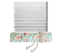 Snorvixre 11 pares de agujas de tejer de una sola punta de acero inoxidable con bolsa, 25,0 cm, rectas, para principiantes