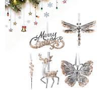 Snorvixre Adorno de copos de nieve acrílico transparente reutilizable con diseño para temporadas festivas, decoración de árbol de Navidad de acrílico