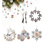 Snorvixre Adorno de copos de nieve acrílico transparente reutilizable con diseño para temporadas festivas, decoración de árbol de Navidad de acrílico