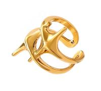Snorvixre Anillos de lujo con diseño de estrella con cruces, exquisitos anillos de estrella chapados en oro/acero para una expresión individual y símbolo de fe