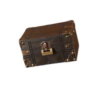 Snorvixre Baúl pirata decorativo con cerradura de código, construcción de madera resistente para almacenamiento secreto y diseño de interiores, uso diario, acento de decoración del hogar