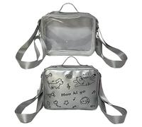 Snorvixre Bolso de mujer Lovely Mochila All Matching Crossbody Clear Ita Preppy Styles Hombro para Pin Display Lovely Crossbody Cats Ita, Plata Black Embroid