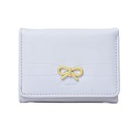 Snorvixre Cartera para mujer con tarjetero, piel sintética, estilo coreano, billetera, hermosos lazos, monedero de moda, monederos pequeños, estilos coreanos, corto, azul