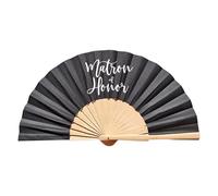 Snorvixre Elegante abanico de novia para ceremonia de boda, diseño de papel plegable, perfecto para fotografía, decoración de recepción, abanico de novia, boda blanca, Black Matron of hono, Talla