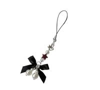 Snorvixre Elegante llavero fundas para teléfono móvil accesorios con perlas y lazo, para mujeres de moda y tendencias modernas, uso diario y ocio, accesorios únicos para fundas de teléfono móvil