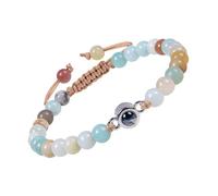 Snorvixre Elegante par de pulseras con 100 idiomas "Te quiero" proyección en cristales de piedra mate portátil para aniversarios, talla única, como se describe