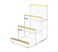 Snorvixre Expositor de acrílico chapado en oro con varios niveles para accesorios de boutique y productos cosméticos, expositor de joyas con escalones, talla única, como se describe