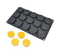 Snorvixre Gofres redondos, moldes de silicona de chocolate con 15 cavidades para hornear pasteles perfectos y deliciosos dulces con accesorios de cocina fáciles de desatar