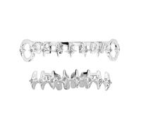 Snorvixre Joyas de dientes de plata y oro metálico, con forma de estrella, de cobre con cortes curvos, 10 g, ligero, accesorio de sonrisa de viaje, B, como se describe, como se describe
