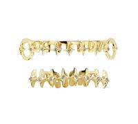 Snorvixre Joyas de dientes de plata y oro metálico, con forma de estrella, de cobre con cortes curvos, 10 g, ligero, accesorio de sonrisa de viaje, D, como se describe, como se describe
