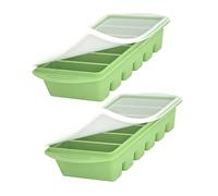 Snorvixre Juego de 2 recipientes grandes para hielo con seis cavidades y tapas protectoras, ideal para guardar platos fríos y bebidas frías