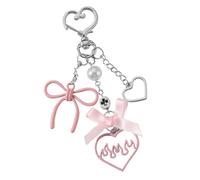 Snorvixre Lindos lazos, estrella, corazón, llavero, colgante para bolso, llavero estético, bolsos, diseño de amor para mujeres y amantes de la moda, bolso de corazón