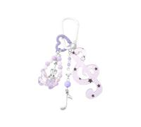 Snorvixre Llavero de aleación acrílica Sweet Styles con detalles de perlas y patrón artístico para regalos, festivales de música, morado, Talla única