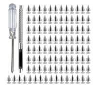 Snorvixre Paquete de 100 púas de metal resistente con tapón de rosca para estilos punk, ropa y proyectos de cuero, accesorios con tapón de rosca, talla única, como se describe