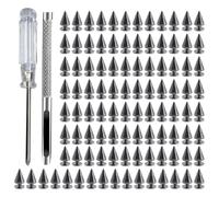 Snorvixre Paquete de 100 púas de metal resistente con tapón de rosca para estilos punk, ropa y proyectos de cuero, accesorios con tapón de rosca, talla única, como se describe