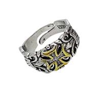 Snorvixre Poseidon Tridents Inspirado Abierto Bandas Anillos Ajustables Para Hombres Estilos Vintage Joyería de Aleación Poseidon Tridents Joyería, como se describe