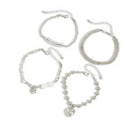 Snorvixre Pulsera elástica de moda con perlas irregulares y cuentas de corazón para un uso diario cómodo pulsera de regalo