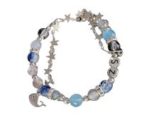 Snorvixre Pulsera sofisticada de perlas de estrella azul accesorios para pulsera para mujer moderna que busca accesorios únicos. Pulsera de declaración única