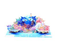 Snorvixre Tarjeta emergente hecha a mano, vida marina, invitación de fiesta para cumpleaños, decoraciones navideñas, tarjeta dimensional única hecha a mano con escena marina