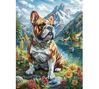 Snow Bulldog francés de montaña Puzzle 500 Piezas Cartón Grueso para Adultos Animal Salvaje Entretenimiento Casero Alivio Estrés Compatible Marco Estándar Regalo Original 500 PCS