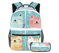 Snow Cats - Juego de mochila escolar y estuche para lápices para adolescentes, niñas y niños, ligera, mochila de viaje, Multicolor 4, Talla única