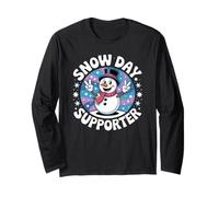 Snow Day Supporter Funny Winter Weather Humor Retro muñeco de Nieve Manga Larga