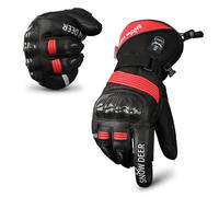 SNOW DEER Guantes calefactables, guantes de moto, batería de litio recargable, guantes de esquí para hombre y mujer, esquí, caza, equitación, ciclismo, camping (negro-rojo, M)
