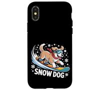 Snow Dog Snowboard Puppy Cute Winter Sports Snowboard Dog Carcasa para iPhone X/XS
