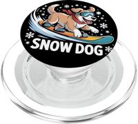 Snow Dog Snowboard Puppy Cute Winter Sports Snowboard Dog PopSockets PopGrip para MagSafe