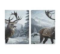 Snow Elk - Soporte para pasaporte de poliuretano para mujeres y hombres, fundas para tarjetas para artículos esenciales de viaje, cartera de viaje para identificación, crédito, seguro, seguro social.
