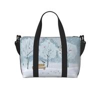 Snow Falling in The Park - Bolsa de viaje con compartimento para deportes, gimnasio, yoga, fin de semana, NEGRO, One Size